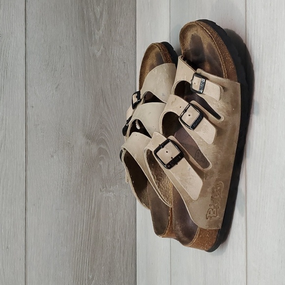 Birkenstock Birkis Women Leather Taupe Sandals shoes sz 37/6 - Picture 2 of 12